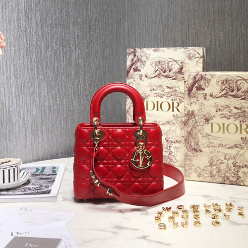디올 MY ABCDIOR 레이디백  M0538 레드 금장