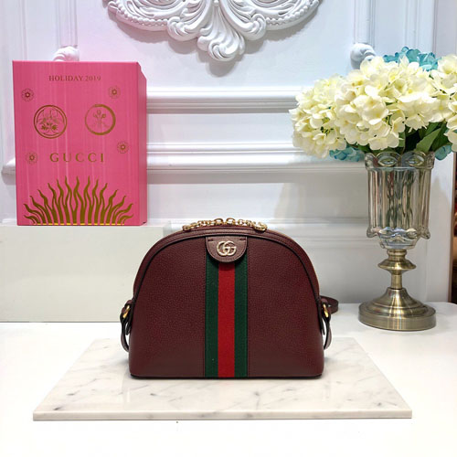 구찌 GG수프림 가죽 숄더백 499621 버건디