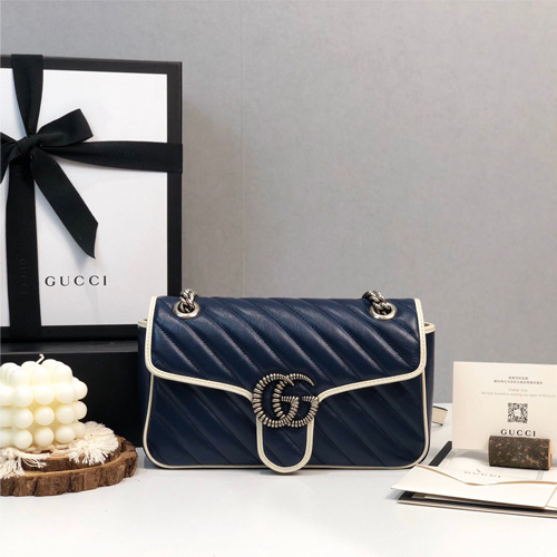 구찌 GG 마몽 스몰 숄더백 443497 네이비