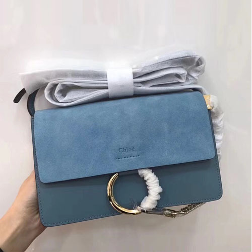 끌로에 페이 스몰 스웨이드 레더 숄더백 3S1127 하늘색