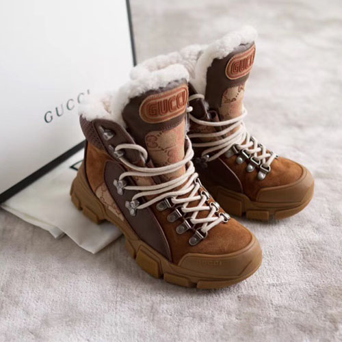 구찌 플래쉬트렉 하이탑 스니커즈 550034 브라운