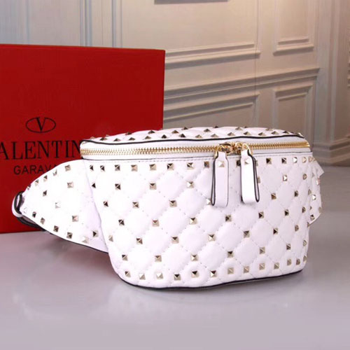 발렌티노 락스터드 스파이크 벨트백 QW1B0B46 화이트