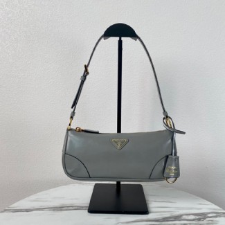 프라다 리에디션 리나일론 브러쉬드 가죽 숄더백 1BC201 그레이