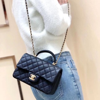 샤넬 클래식 뉴미니 탑핸들 플랩백 AS2431 블랙