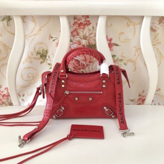 발렌시아가 클래식 미니 로고 스트랩 시티백 300295 레드 블랙 로고