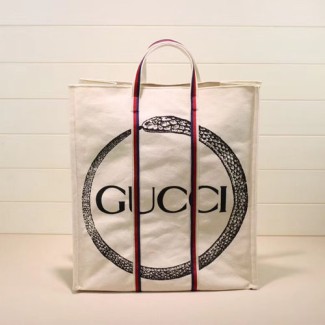 구찌 우로보로스 프린트 캔버스 토트백 484690