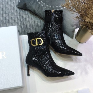 디올 여성용 앵글부츠 KD0658 에나멜 블랙