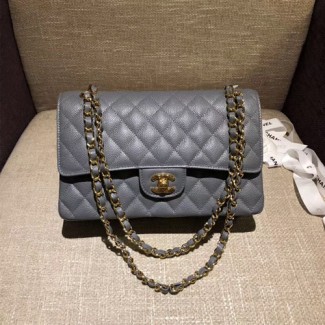샤넬 클래식 점보백 A1112 미듐 캐비어 그레이