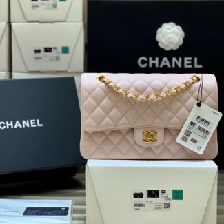 샤넬 클래식 미듐 점보백 A1112 리지드 캐비어 연핑크 ++