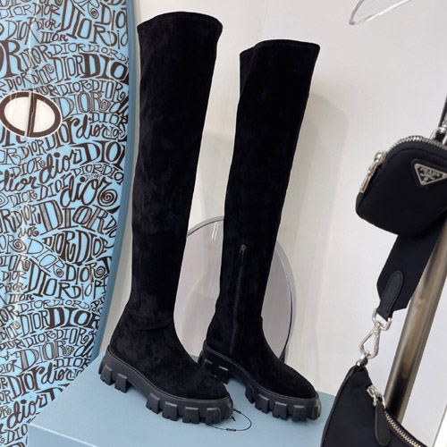 프라다 여성용 롱 부츠 F0816 스웨이드