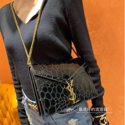 입생로랑 모노그램 카산드라 백 523750 터틀무늬 블랙