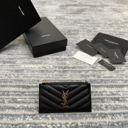 생로랑 모노그램 지퍼 카드케이스 607915 블랙 금장