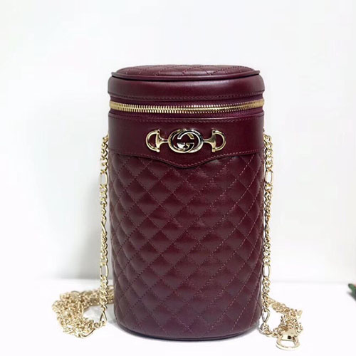 구찌 퀼트 가죽 벨트 백 572298 버건디