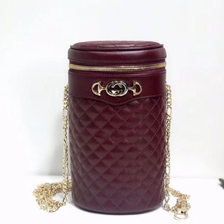 구찌 퀼트 가죽 벨트 백 572298 버건디