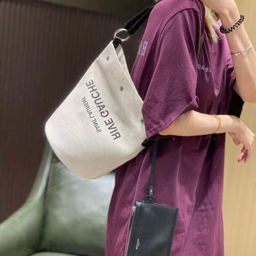 생로랑 리브 고쉬 린넨 버킷백 669299 블랙