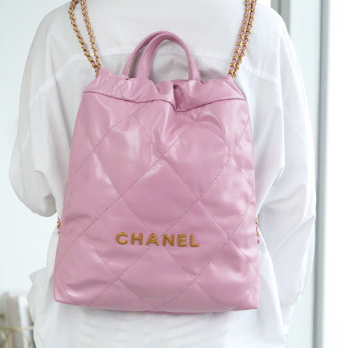 [팬더샵} 샤넬 22 퀼팅 탑핸들 체인 백팩 스몰 AS3859 핑크