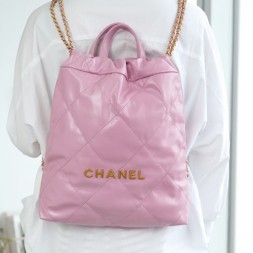 [팬더샵} 샤넬 22 퀼팅 탑핸들 체인 백팩 스몰 AS3859 핑크