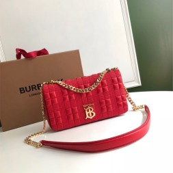 버버리 스몰 퀼트 블록 램스킨 롤라 백 80211551 레드