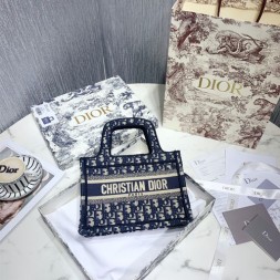 디올 오블리크 미니북 토트백 M1271 네이비