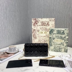 디올 에나멜 가죽 레이디 클러치백 S0204 블랙