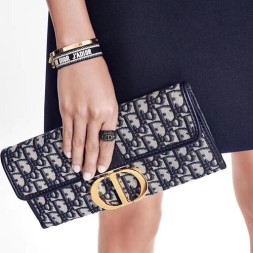 디올 자카드 패브릭 30 몽테뉴 클러치 백 M9206네이비