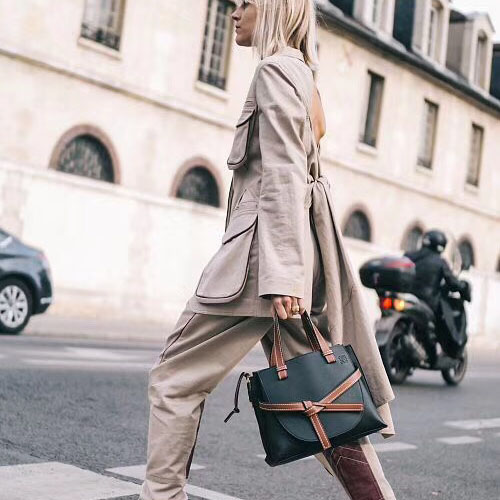 로에베 게이스 탑핸들백 스몰 247237 네이비&브라운