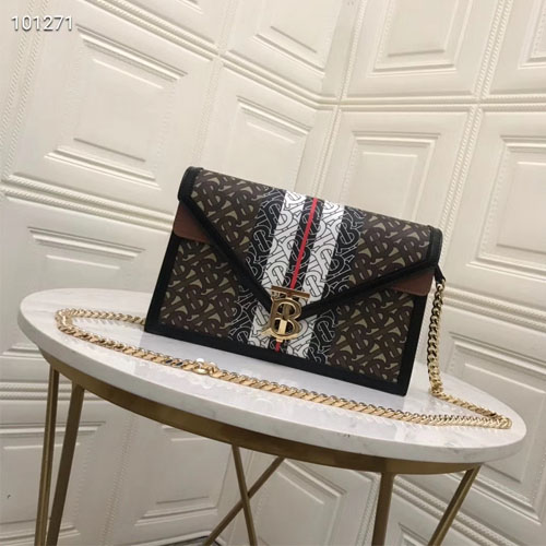 버버리 스몰 모노그램 스트라이프 E-캔버스 TB 엔벨로프 클러치 80203051