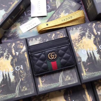 구찌 더블 G 장식의 가죽 카드 케이스 536454 블랙