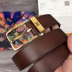루이비통  신상 벨트 M6002 브라운 금장