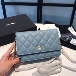 샤넬 WOC 체인 플랩백 뉴버전 A33814  캐비어 하늘색