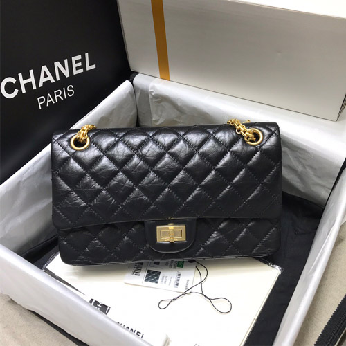 샤넬 2.55 빈티지 플랩백 라지 A37587 블랙 금장