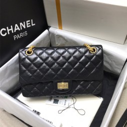 샤넬 2.55 빈티지 플랩백 라지 A37587 블랙 금장