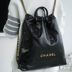 [팬더샵} 샤넬 22 퀼팅 탑핸들 체인 백팩 라지 AS3313 블랙 금장