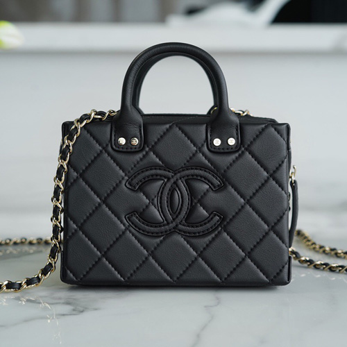  샤넬 22B 탑핸들 베니티 체인 코스메틱 케이스 AS3345 블랙