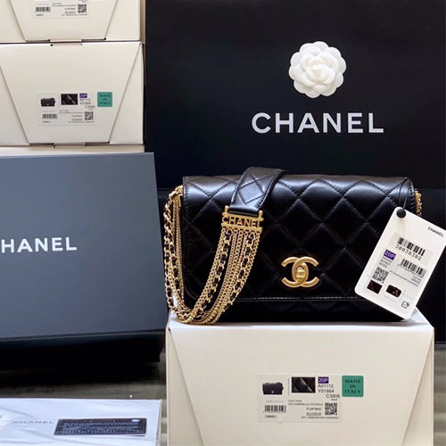 샤넬 퀼팅 플랩백 미듐 AS2051 램스킨 블랙