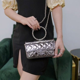  샤넬 탑핸들 미니 체인백 AS1762 실버