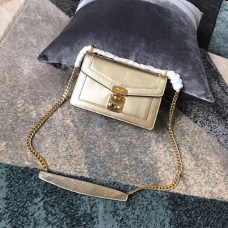 미우미우 컨피덴셜 마드라스 가죽 체인숄더백 5BD083 골드