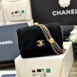 샤넬 22A 스웨이드 미니 플랩백 AS3378 블랙