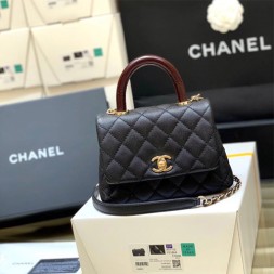 샤넬 코코핸들 미니 플랩백 AS2215 캐비어 블랙