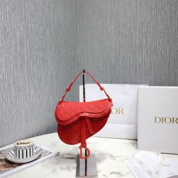 디올 브레이드 가죽 프린지를 더한  미니 새들백 M0447 레드