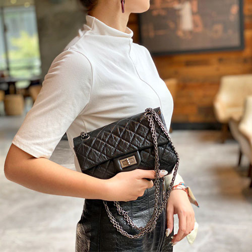  샤넬 2.55 빈티지 미니 플랩백 AS0874 블랙 은장