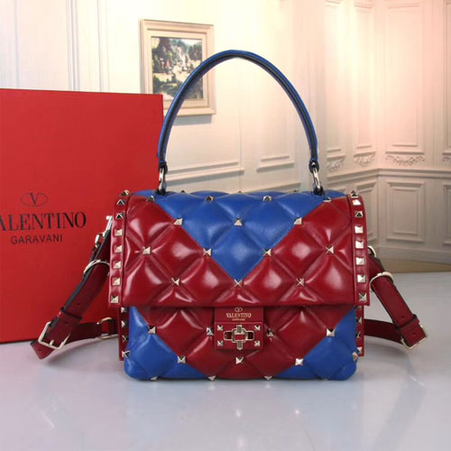 발렌티노 캔디스터드 탑 핸들 백 QW1B0B55 블루&레드