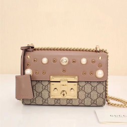 구찌 패드락 진주 스터드 숄더백 432182 핑크