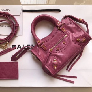 발렌시아가 클래식 골드 나노 시티 핸드백 505555 보라