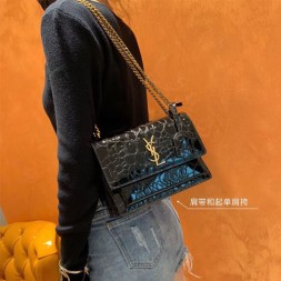 입생로랑 미디엄 선셋백 442906 터틀무늬 블랙