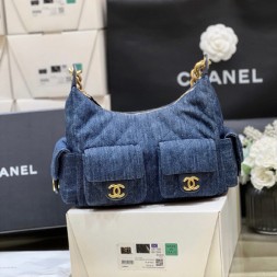 샤넬 맥시 호보백 미듐 데님 AS5339