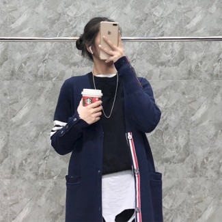 톰브라운 남여공용 롱 가디건 TB8699 네이비