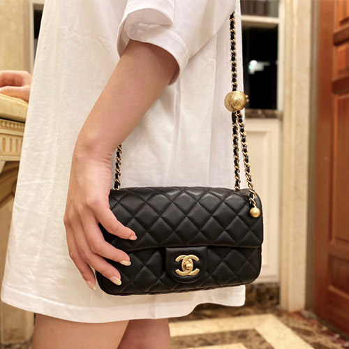  샤넬 램스킨 플랩백 스몰 AS1787 블랙