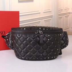 발렌티노 락스터드 스파이크 벨트백 QW1B0B46 블랙 메탈