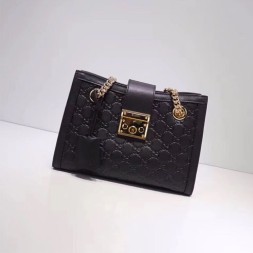 구찌 신상 GG수프림 패드락 스몰 숄더백 498156 가죽 블랙